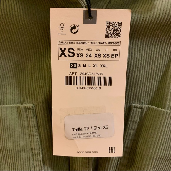 Zara Corduroy Button-Up NWT - Picture 3 of 6